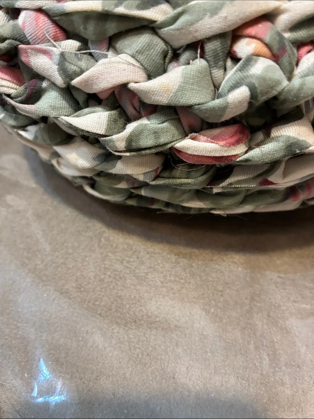 Woven Floral Fabric Basket with Bow Accent - Green Floral